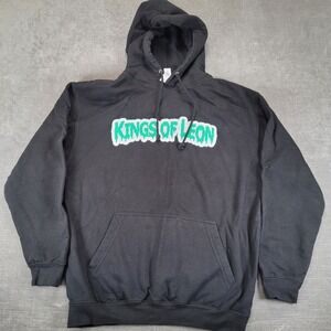 Kings Of Leon Just Hoods Hoodie Mens Size M Black Green Graphic